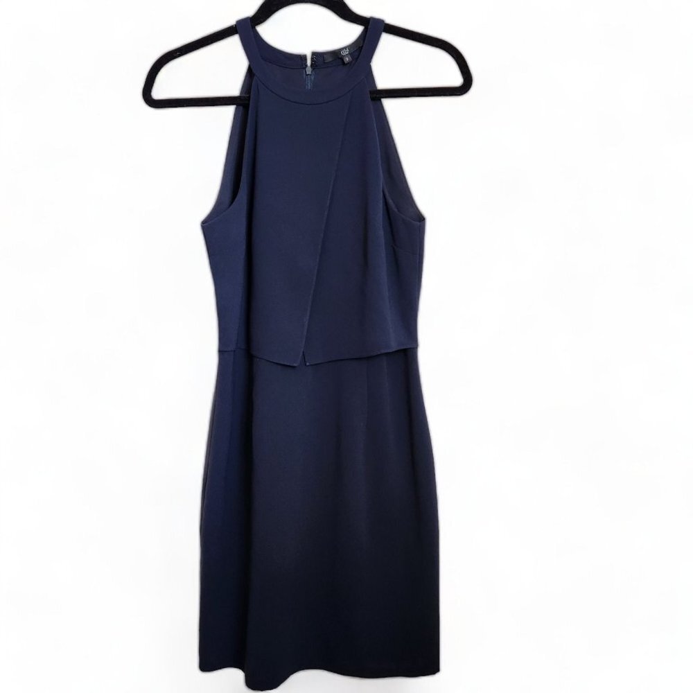 Tibi Sheath Dress Women Sz 2 Navy Blue Sleeveless Career Lightweight Business